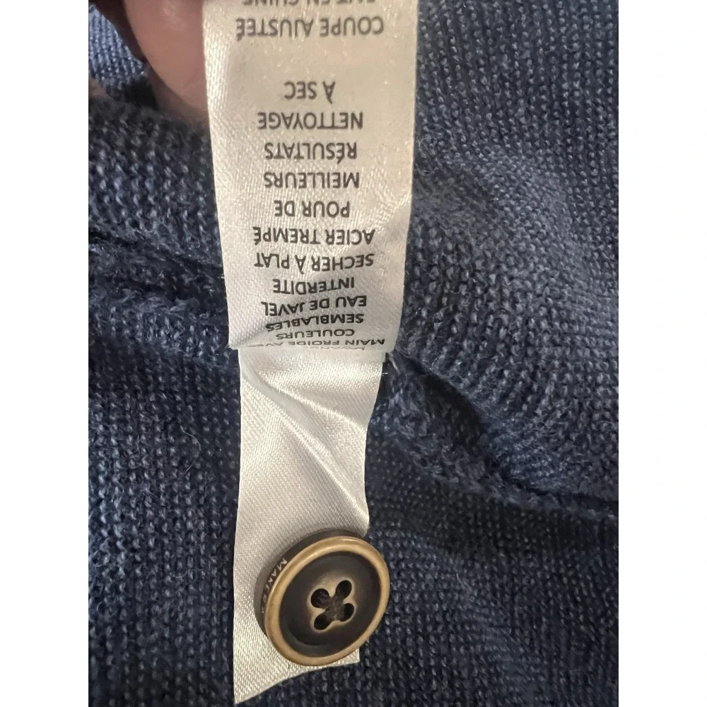 Maker & Company Clothier Merino Sweater Mens Extra Large XL Blue‎ 1/4 Button